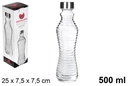 Botella cristal rayas agua tapa acero 500 ml