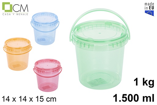 [110836] Récipient en plastique multi-usages couleurs translucides 1.500 ml (1 kg)