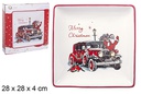 Plateau carré céramique décoré du Père Noël 28 cm