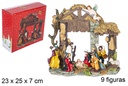 Portal nacimiento 9 figuras 23 cm