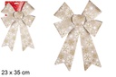 Lazo Navidad oro decorado copos de nieve 23x35 cm