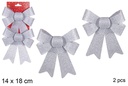 Pack 2 lazos Navidad plata purpurina 14x18 cm