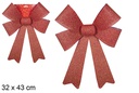 Lazo Navidad rojo purpurina 32x43 cm