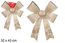 Laço de Natal dourado decorado com flores 32x43 cm