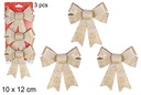 Pack 3 lazos Navidad oro decorado flores 10x12 cm