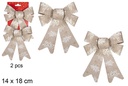 Pack 2 noeuds de Noël dorés décorés d' arbre 14x18 cm