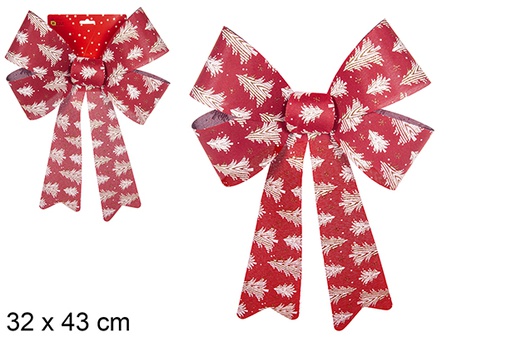 [111146] Laço de Natal vermelho decorado com árvore 32x43 cm