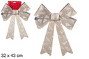Laço de Natal dourado decorado com árvore 32x43 cm
