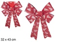 Noeud de Noël rouge décoré d'un sapin 32x43 cm