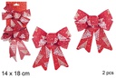 Pack 2 lazos Navidad rojo decorado árbol 14x18 cm