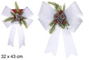 Laço de Natal prateado decorado com pinhas 32x43 cm