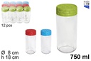 Bote cristal tapa rattan colores surtidos 750 ml