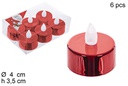 Pack 6 velas luminosas PVC rojo 4 cm