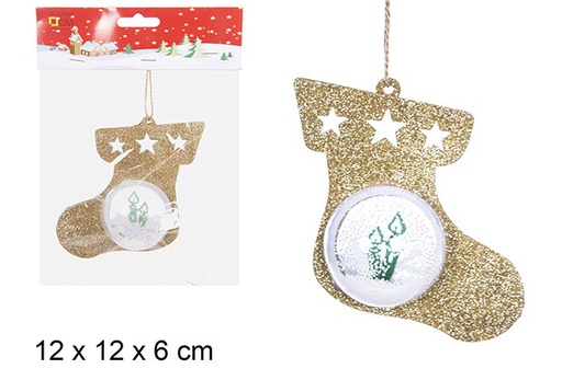 [110437] Ciondolo palla stivale di Natale in oro 12 cm