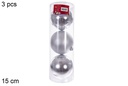 Pack 3 bolas plata brillo/mata 15 cm
