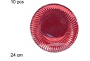 Pack 10 platos papel Navidad rojo 24 cm  