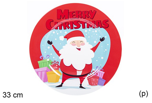 [110913] Christmas charger plate Santa Claus with gift boxes 33 cm   