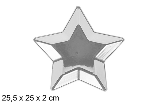 [110920] Plateau sous étoile de Noël argenté 25,5 cm