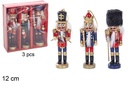 Pack 3 cascanueces de Navidad de madera color modelos variados 12 cm