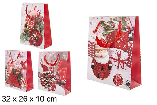 [111219] Sac cadeau décoré Noël assorti 32x26 cm