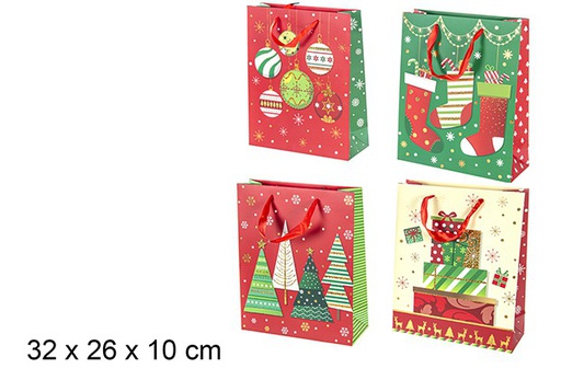 [111227] Bolsa color regalo decoracion navidad surtido 32x26x10cm