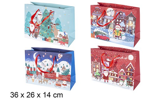 [111230] Christmas decorated gift bag assorted 36x26 cm