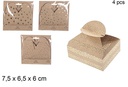 Pack 4 cajas regalo oro surtidos 7,5x6,5x6 cm
