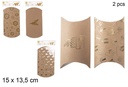 Pack 2 cajas regalo oro decorado Navidad 15x13,5 cm