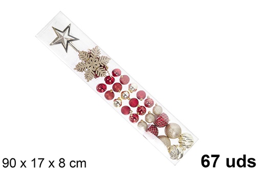 [111269] Pack bolas Navidad oro/rojo surtidos 67 piezas