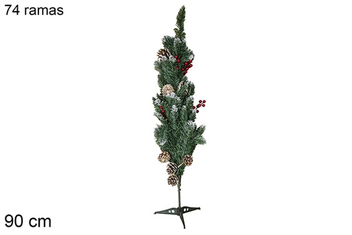 [111343] Albero di Natale con bacche rosse 74 rami 90 cm