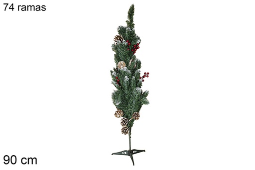 [111343] Arbol navidad con bayas rojas 90cm 74 ramas