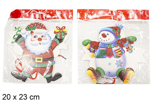 [111358] Colgante puerta Papa Noel/muñeco nieve Merry Christmas 50 cm