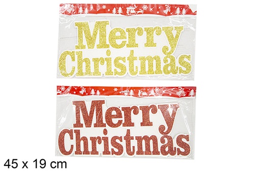 [111360] Cartello per porta Merry Christmas oro/rosso assortito 45 cm