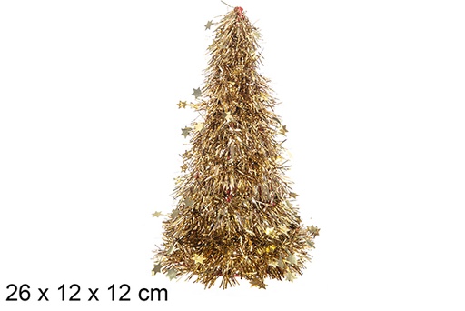 [111368] Árvore de Natal PVC fio dourado 26x12 cm