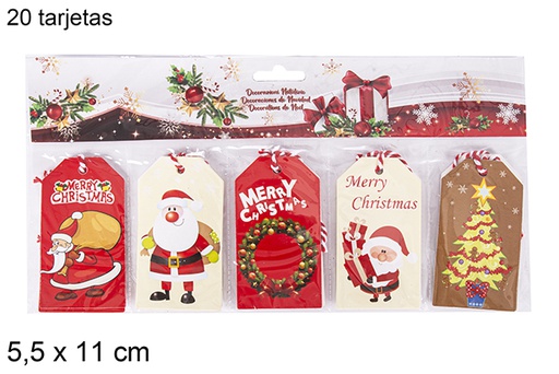 [111410] Pack 20 biglietti d'auguri natalizi decorati 5,5x11 cm