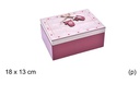 Boîte porte-objets en bois rouge décorée de Noël 18x13 cm