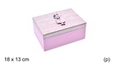 Caja porta objetos madera rosa decorado ángel Navidad 18x13 cm