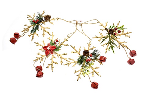 [205330] Christmas red snowflake pendant with assorted bell