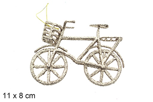 [205399] Pendentif vélo de Noël champagne 11x8 cm