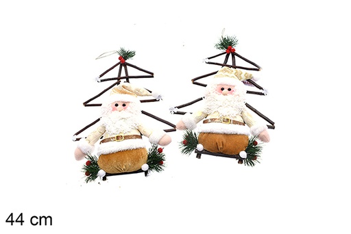 [205442] Ciondolo porta albero con Babbo Natale oro 2 assortiti 44 cm