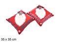 Cojín cuadrado rojo decorado Navidad 35 cm