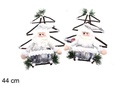 Suspension porte arbre gris avec poupée de Noël 44 cm
