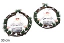 Guirlanda de porta de madeira com boneca de Natal cinza 33 cm