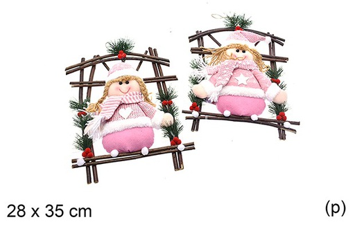 [205455] Door hanging with assorted Christmas doll 28x35 cm