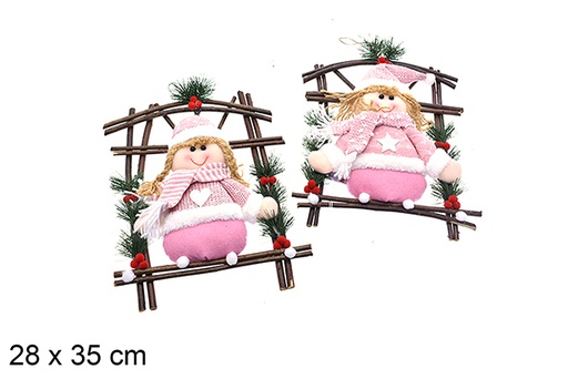[205455] Door hanging with assorted Christmas doll 28x35 cm