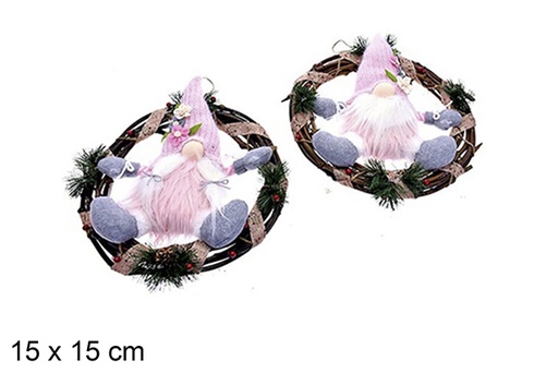 [205456] Couronne de porte avec poupée de Noël assortie 30 cm