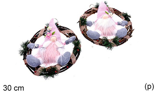 [205456] Door wreath with assorted Christmas doll 30 cm