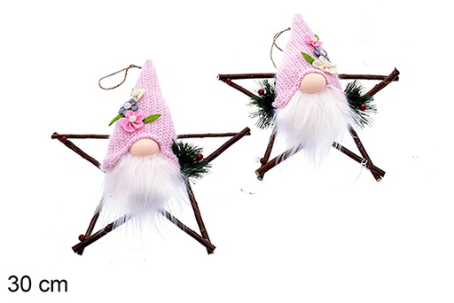 [205457] Pendentif de porte étoile avec poupée de Noël assortie 30 cm