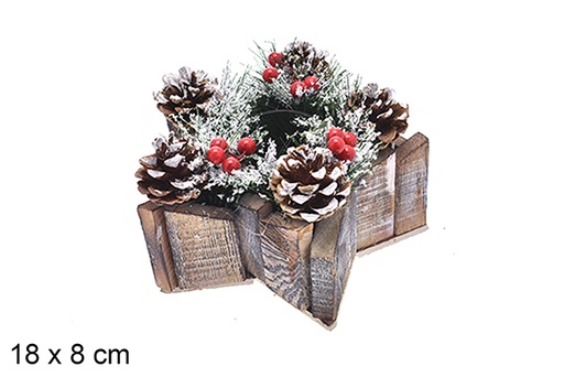 [205554] Star-shaped candle holder decorated with pineapples and red berries 18x8 cm