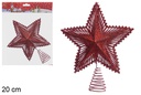 Punta estrella árbol purpurina roja 20 cm